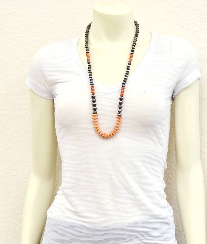 Handmade Graduated Navajo Pearl Bead Necklace β 30β to 35β Long Western Statement Jewelry