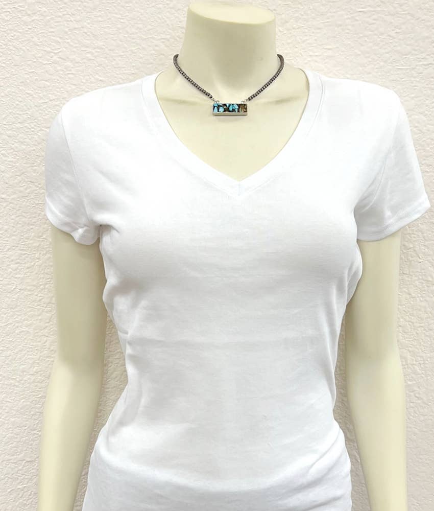 Western Gemstone Bead Necklace with Bezel Set Pendant