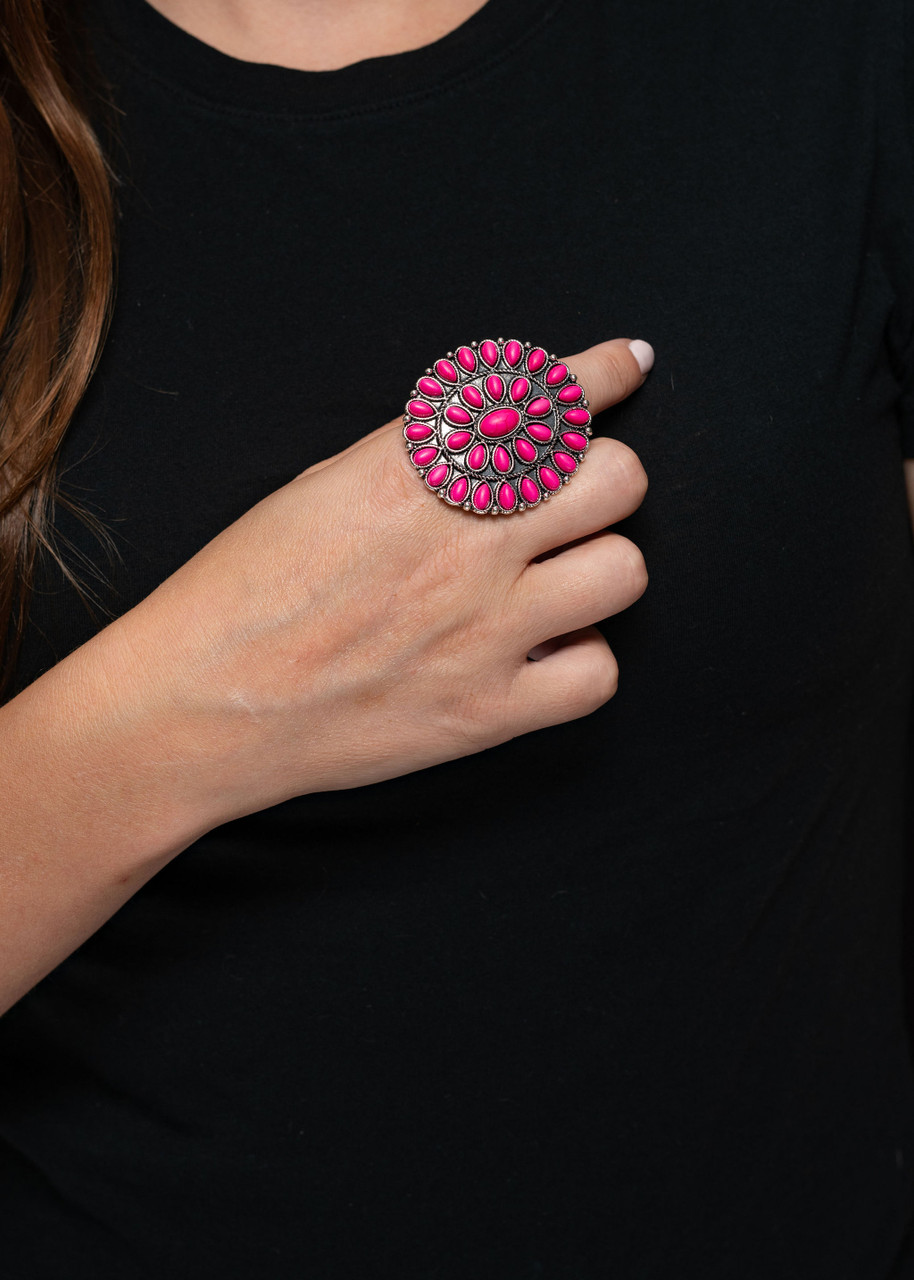 Adjustable Pink Cluster Ring