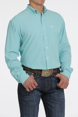 Cinch Men's Solid Long Sleeve Arenaflex Button-Down Shirt - Turquoise