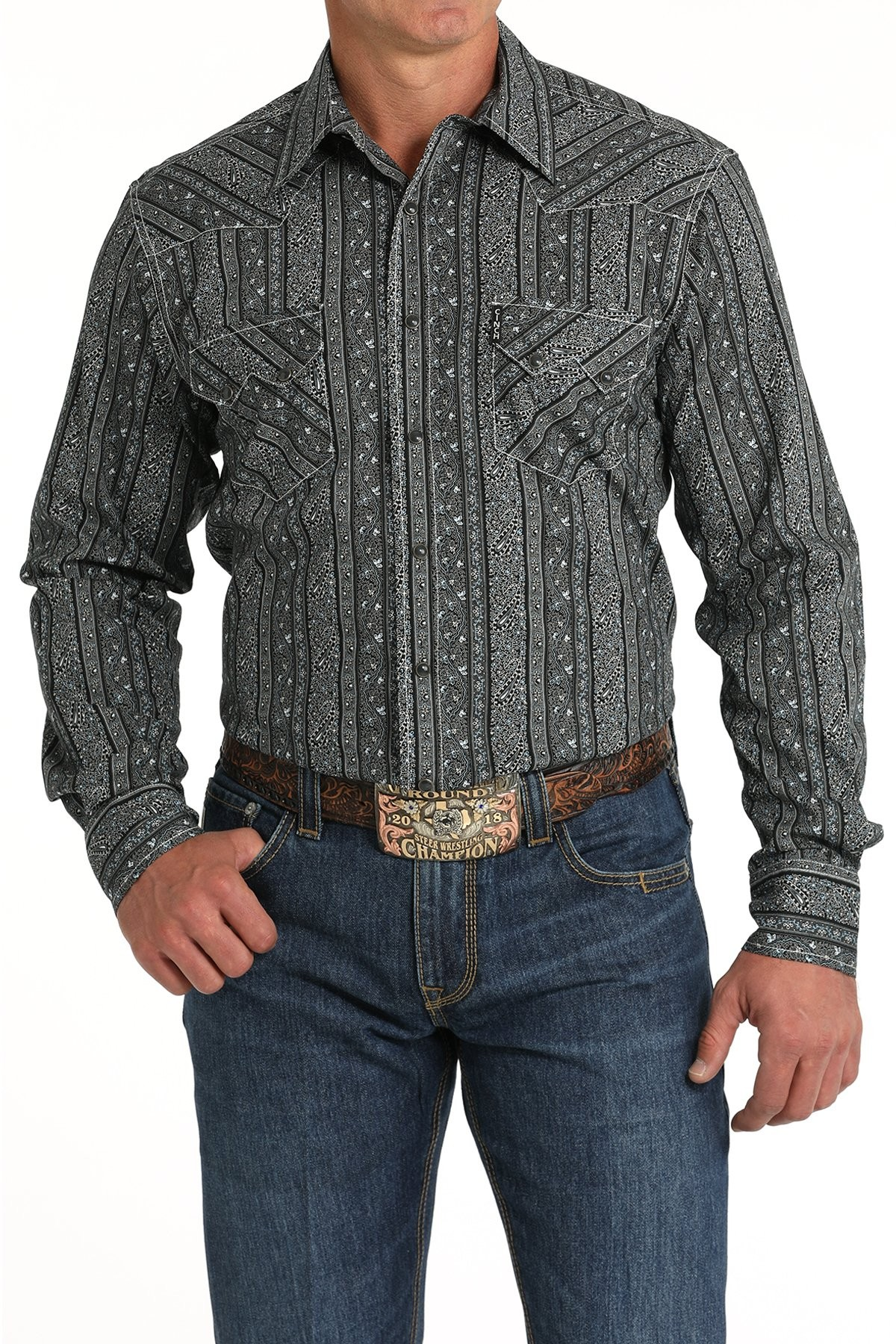 Cinch Men's Modern Fit Snap Front Western Shirt - Black