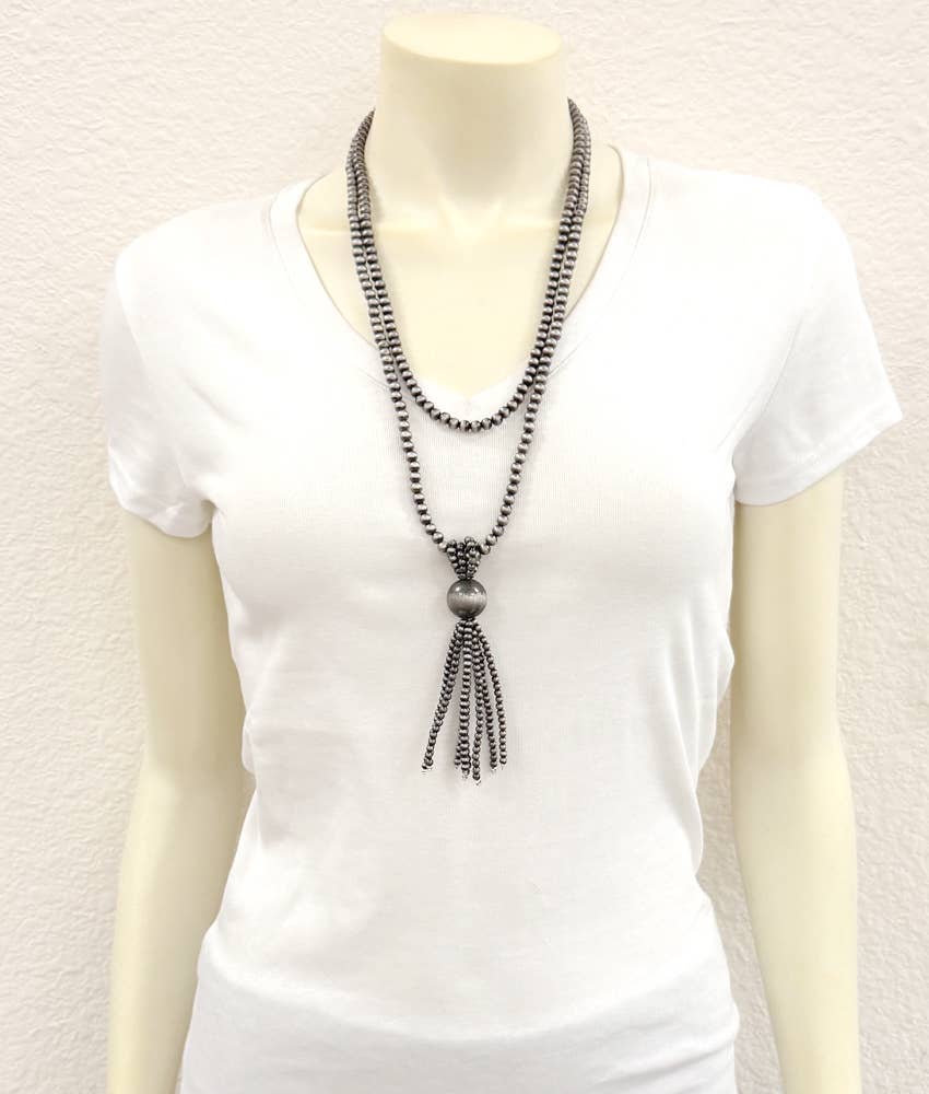 Navajo-Inspired Double Strand Tassel Necklace | Western Cowgirl Jewelry