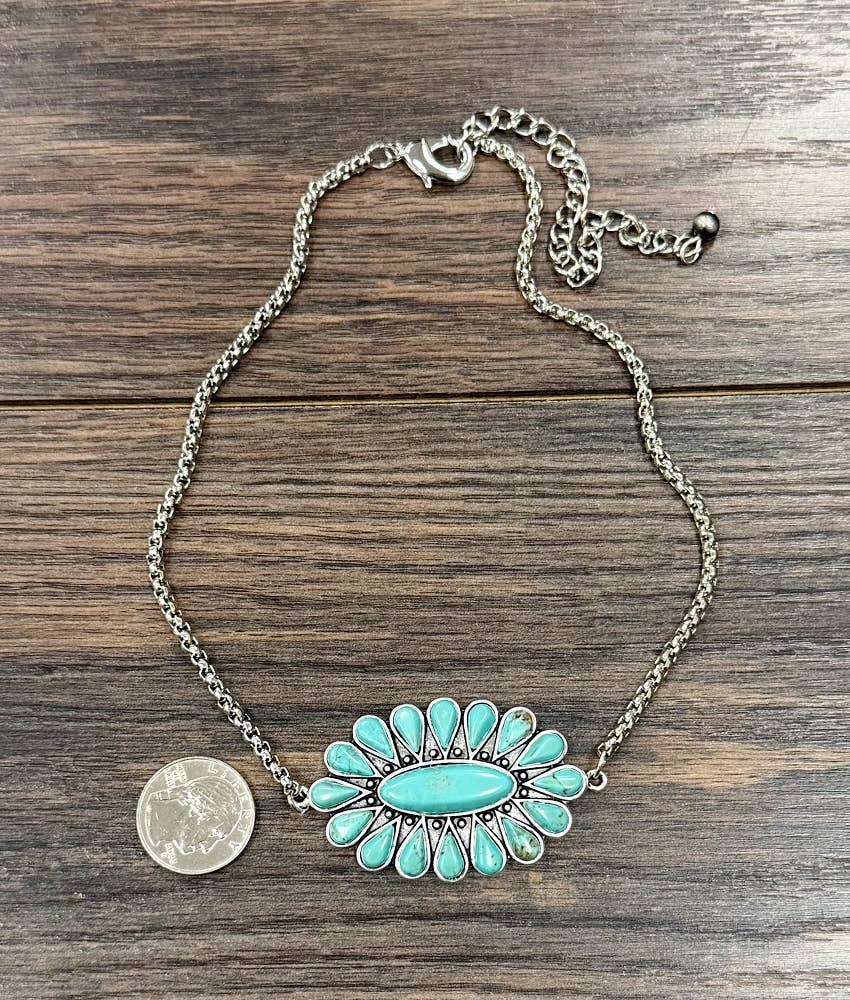 Navajo-Inspired Turquoise Pendant Necklace | Western Cowgirl Jewelry