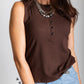 Pearl Snap Western Tank | Ribbed Country Tank Top Mocha