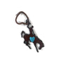 Rustic Bronc Keychain with Turquoise Heart – Bucking Horse Metal Keychain – Western Rodeo Gift