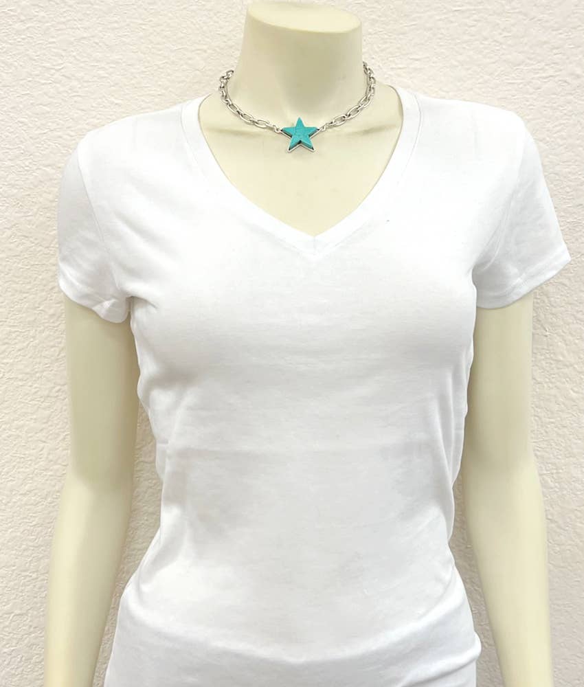 Star Turquoise Necklace – 15" to 20" Adjustable Western Statement Pendant