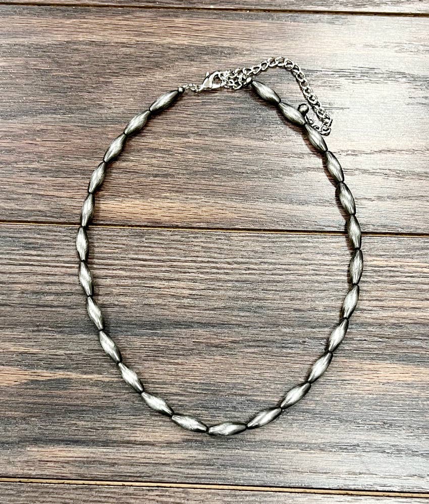 18mm Elongated Navajo Bead Necklace – 18" to 23" Adjustable Western Statement Jewelry