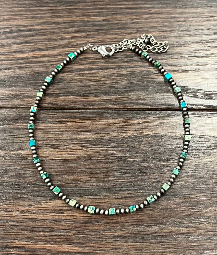 Square Gemstone & Western Bead Necklace | Cowgirl Jewelry