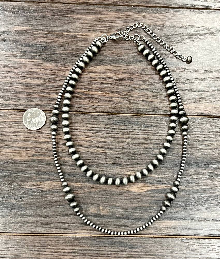 2-Strand Navajo Bead Necklace – 22" to 27" Adjustable Layered Western Jewelry