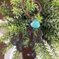 Rustic Prickly Pear Keychain with Turquoise Heart – Western Keychain – Cowgirl Gift Idea