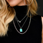 24" Layered Silver Chain Necklace with Arrows and Turquoise Bar Accents