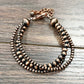 Handmade 3-Strand Copper Navajo Pearl Bracelet – Adjustable Western Bead Bracelet