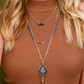 28" 2-Tone Chain Layered Necklace with Concho Pendant