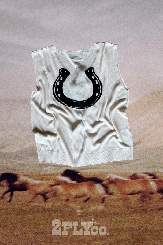 Lightweight Knit Horseshoe Tie Vest – Western Graphic Top