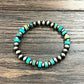 6mm Rondelle Gemstone & Navajo Bead Stretch Bracelet – Handmade Western Jewelry (Made in USA)