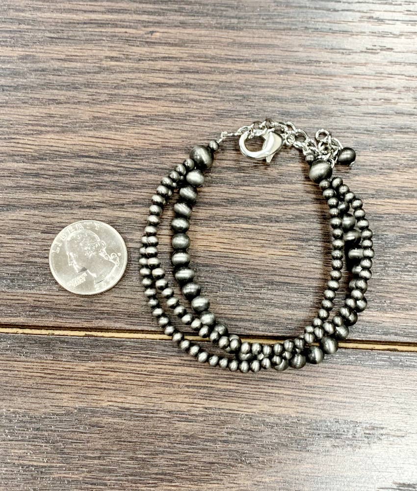 3-Strand Navajo Bead Adjustable Bracelet – 4mm & 6mm Western Cowgirl Jewelry