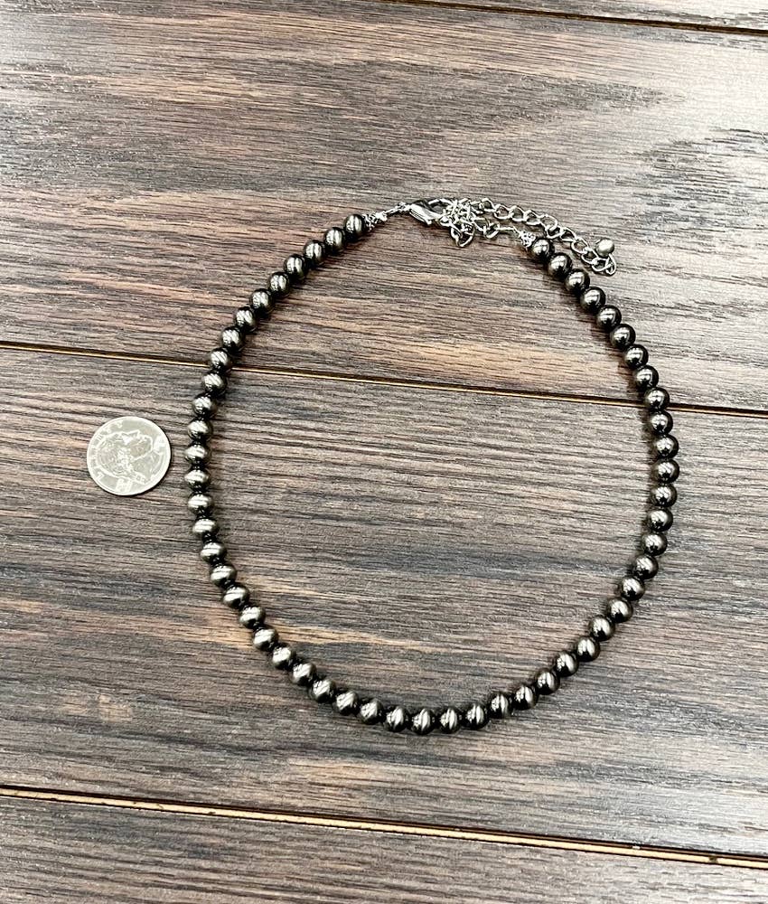 8mm Polish Navajo Bead Necklace – 16" to 21" Adjustable Western Cowgirl Jewelry