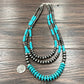 Handmade 3-Strand Navajo Pearl Bead Necklace – 30” to 35” Adjustable Western Statement Necklace