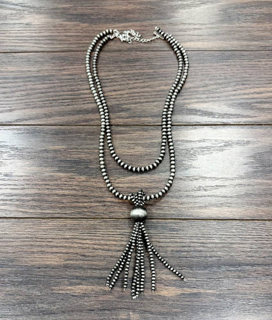 Navajo-Inspired Double Strand Tassel Necklace | Western Cowgirl Jewelry