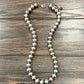 Big 14mm Silver Navajo Bead Necklace – 24" to 29" Adjustable Western Statement Jewelry