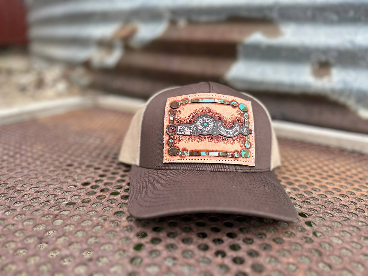 Bridle Bit Tooled Leather Trucker Cap Cowgirl Cowboy Western Rodeo