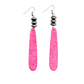 4" Pink Slab Earring on Fishhook with Faux Navajo Pearl Disc Accent