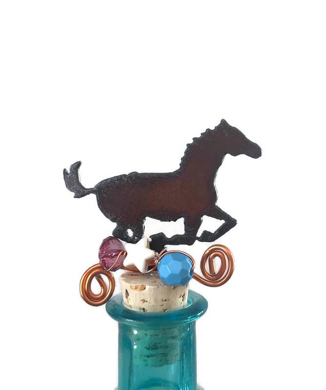 Rustic Decorative Wine Bottle Stopper – Beaded Metal Cork Stopper – Western Gift Idea
