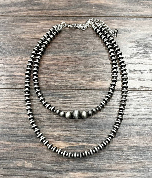 Navajo-Inspired Double Strand Western Bead Necklace