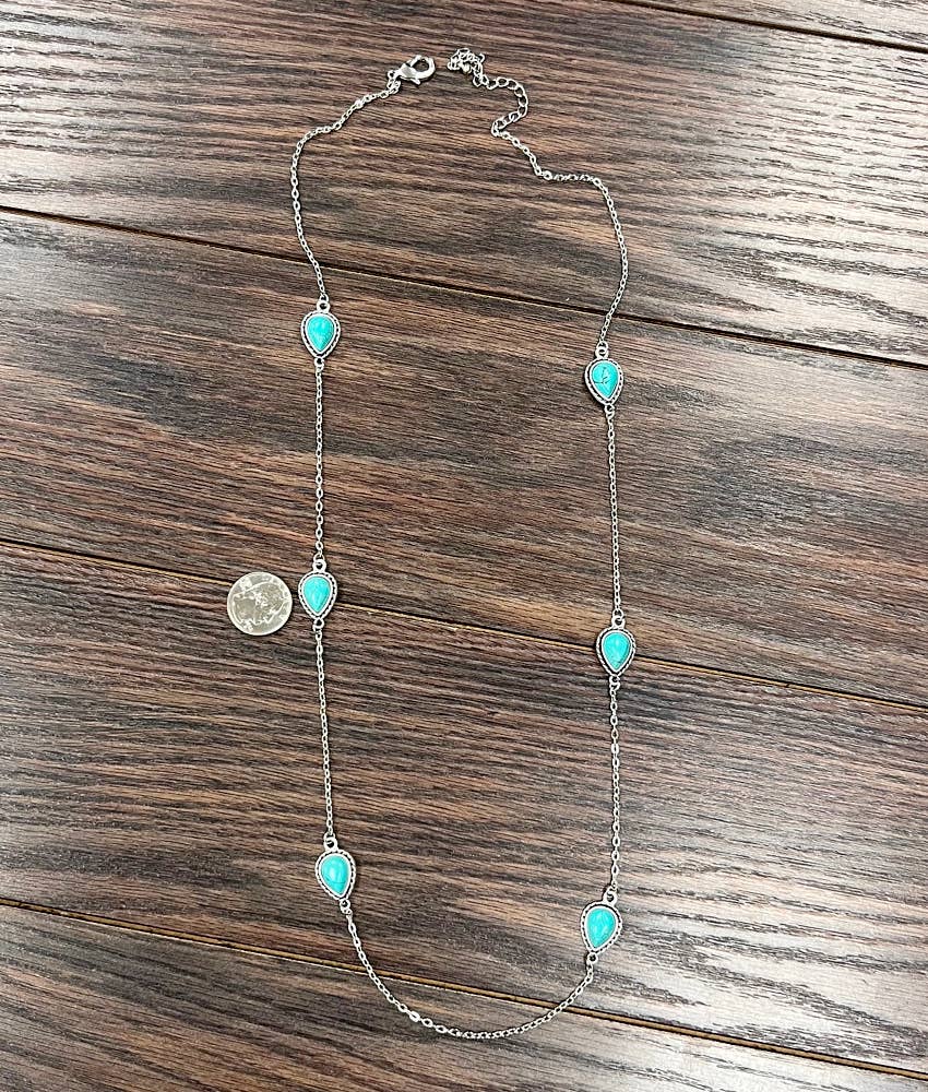 Long Turquoise Drop Necklace | Western Cowgirl Jewelry