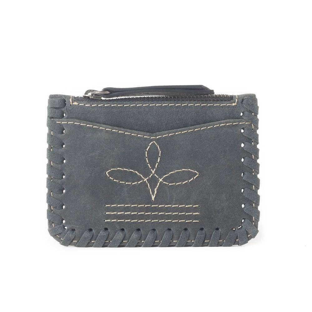 Outlander Edge Western Embroided Credit Card Holder in Ash Grey