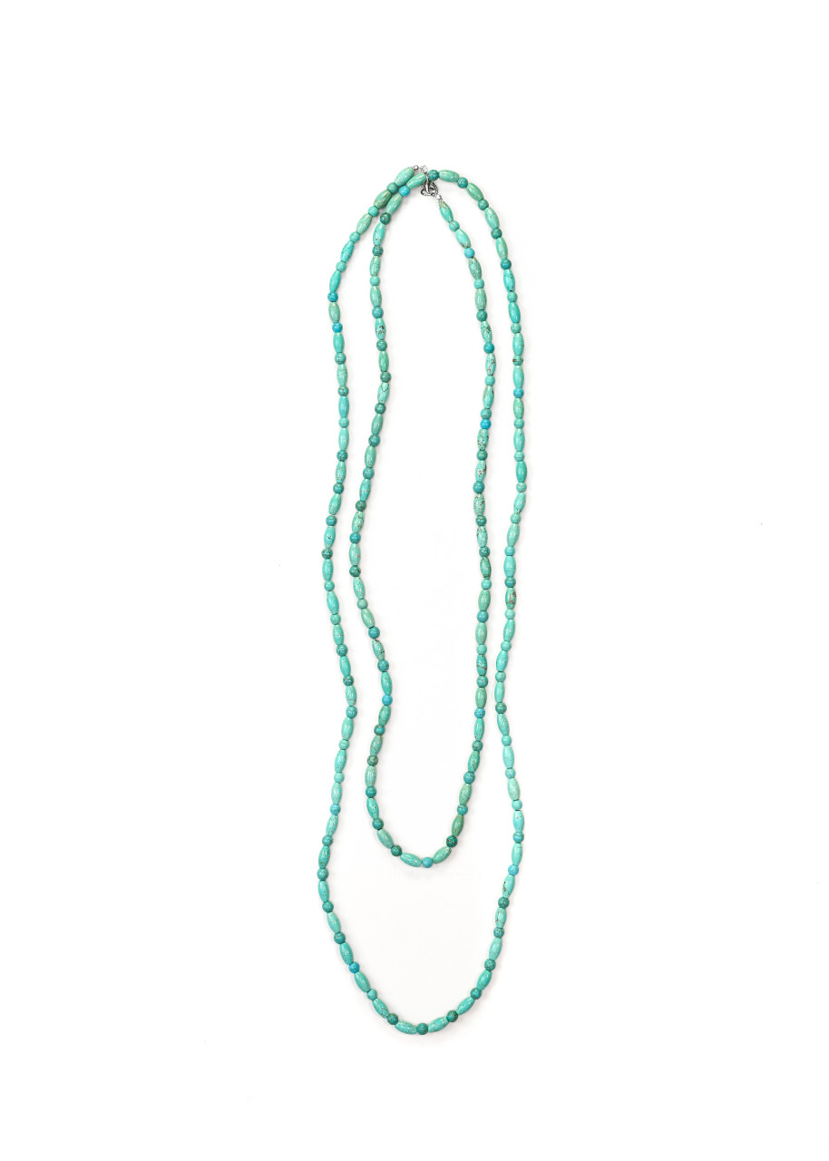 66" Green Turquoise Beaded Necklace