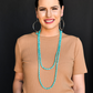 66" Green Turquoise Beaded Necklace