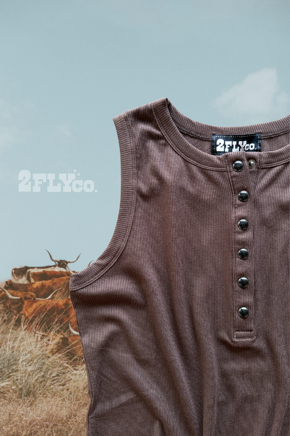 Pearl Snap Western Tank | Ribbed Country Tank Top Mocha