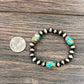 Gemstone & Navajo Bead Stretch Bracelet – 15mm Natural Stone Western Jewelry