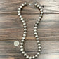 Big 14mm Silver Navajo Bead Necklace – 24" to 29" Adjustable Western Statement Jewelry