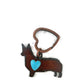 Rustic Corgi Keychain with Heart Cabochon – Metal Dog Keychain – Dog Lover Gift