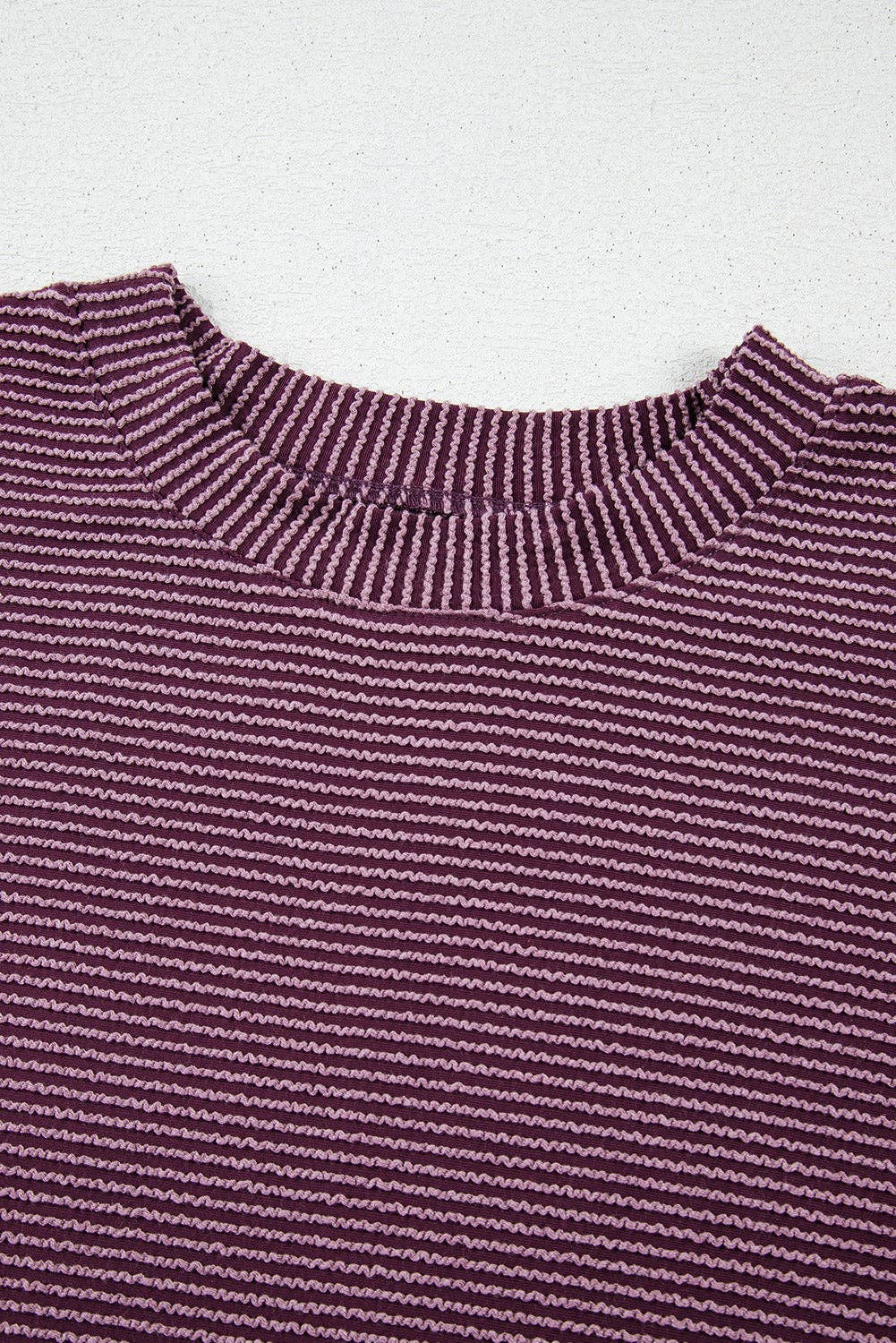 PRETTY BASH Women's Corded Knit Mock Neck T-Shirt | Casual Textured Boutique Top