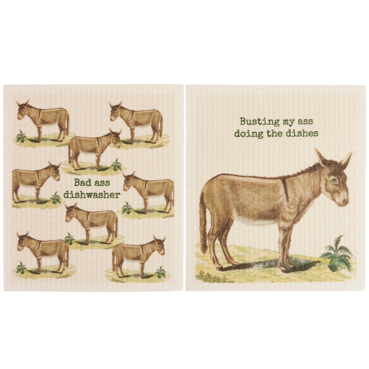 Doing The Dishes Swedish Dishcloth Set – Funny Donkey Kitchen Cleaning Cloths