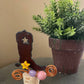 Rustic Boot Wine Bottle Stopper – Beaded Decorative Cork Stopper – Western Kitchen & Horse Lover Gift