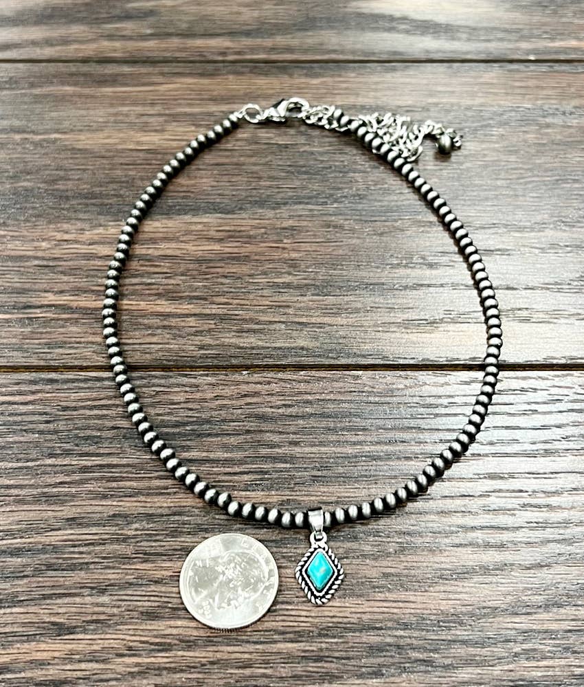 Navajo-Inspired Turquoise Diamond Pendant Necklace | Western Cowgirl Jewelry
