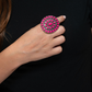 Adjustable Pink Cluster Ring