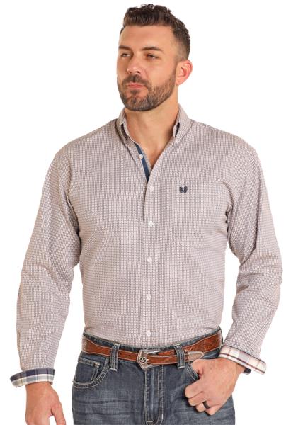 Men's Rock & Roll Brown/White Button down