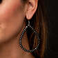 Burnished Silver & Black Rondell Bead Teardrop Earring