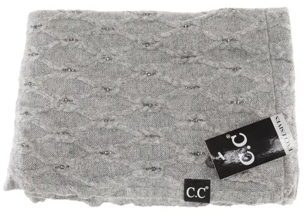 C.C Exclusive-Black Label Rhinestone Diamond Knit Infinity Scarf