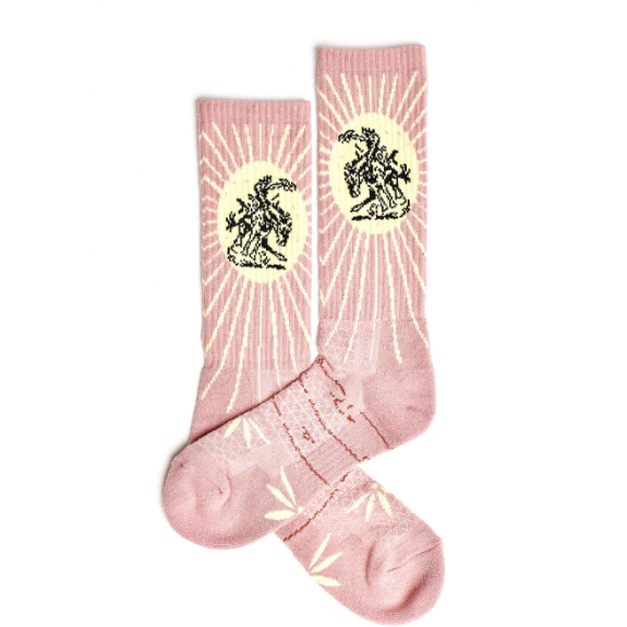 Lucky ChuckFRINGE BUCKING DUSTY PINK WESTERN COWGIRL PERFORMANCE SOCKS