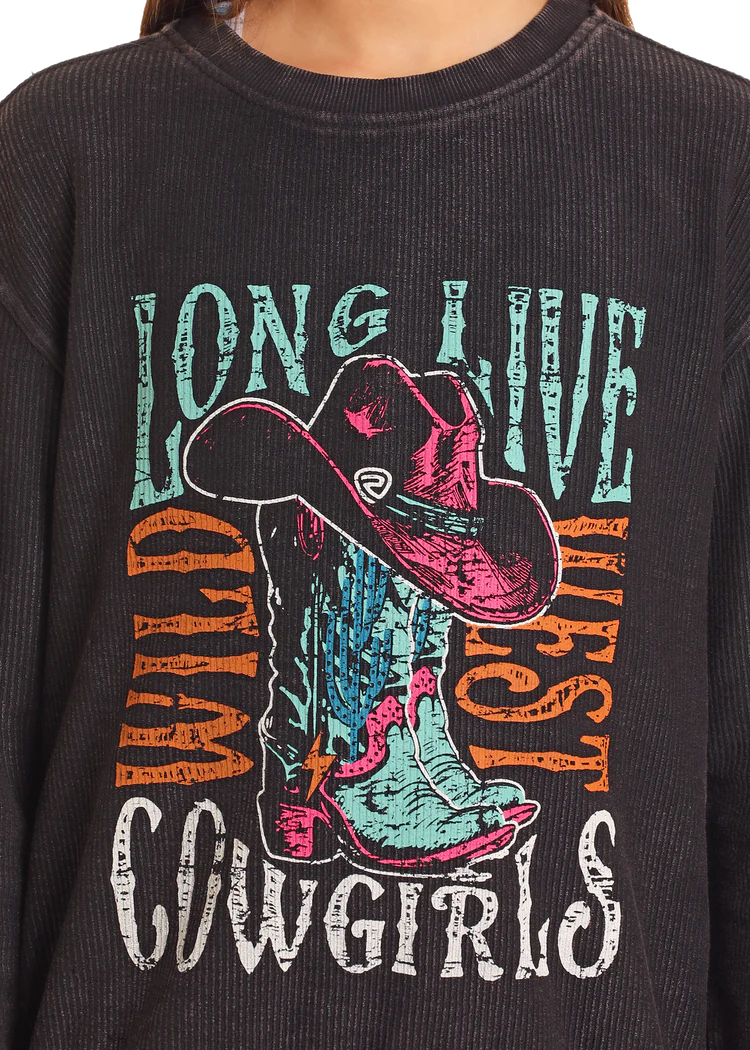 Girls' Long Live Cowgirls Graphic Pullover