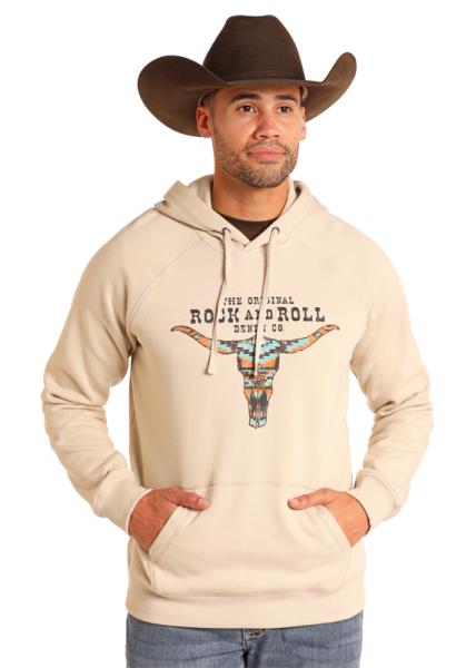 Rock & Roll Steer Head Khaki Hoodie