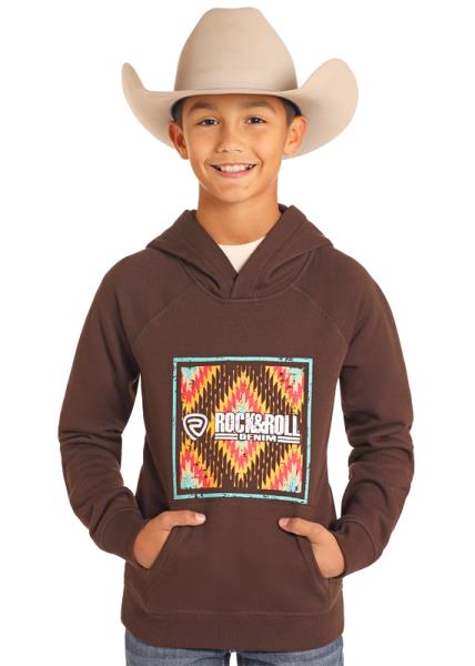 Kid's Rock & Roll Brown Aztec Hoodie