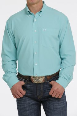 Cinch Men's Solid Long Sleeve Arenaflex Button-Down Shirt - Turquoise