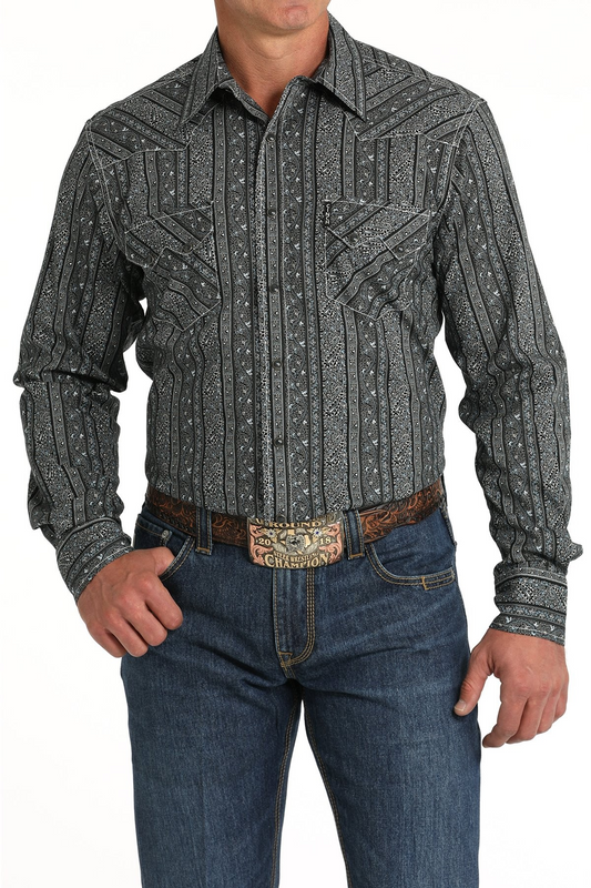 Cinch Men's Modern Fit Snap Front Western Shirt - Black